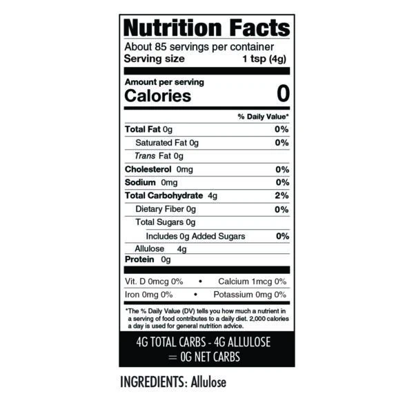 Allulose granulated 12 ounce nutrition