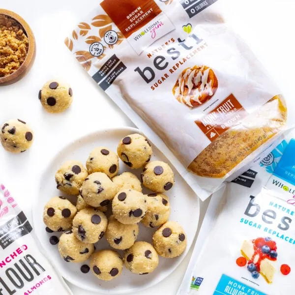 Cookie dough bites made with Besti brown sweetener.